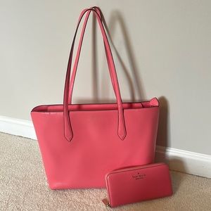 Kate spaide pink matching purse and wallet set